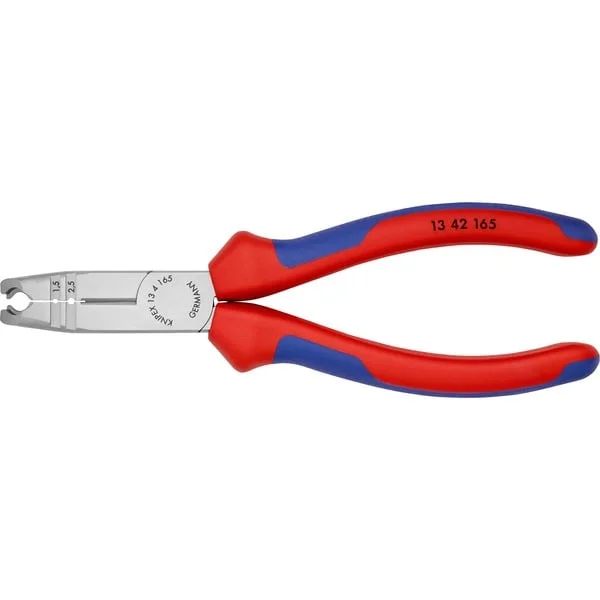 KNIPEX Abmantelungszange 13 42 165, Abisolier-Zange (rot/blau, Länge 165mm)