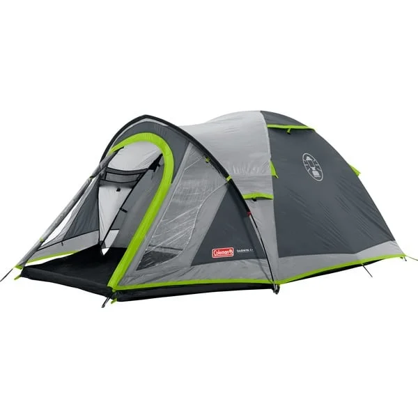 Coleman 3-Personen-Kuppelzelt Darwin 4 Plus (grau/hellgrün, mit Tunnelvorbau)