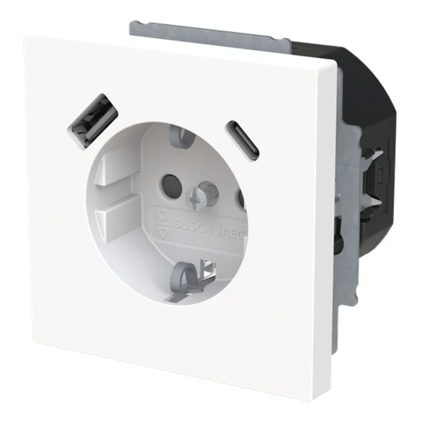 0 Schutzkontaktsteckdose mit USB Typ A und USB Typ C (weiß, Retail)