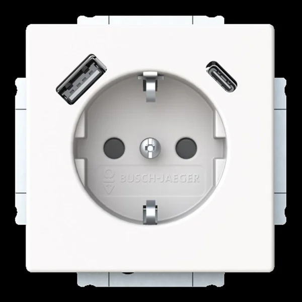 0 Schutzkontaktsteckdose mit USB Typ A und USB Typ C (weiß, Retail)