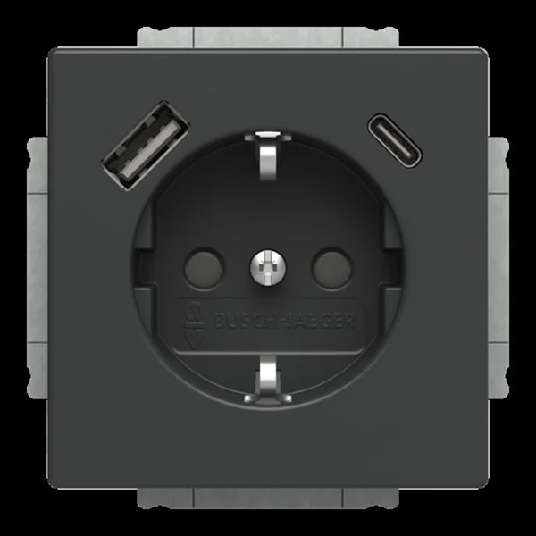 0 Schukosteckdose mit USB-A und USB-C Anschlüssen (anthrazit, Retail)