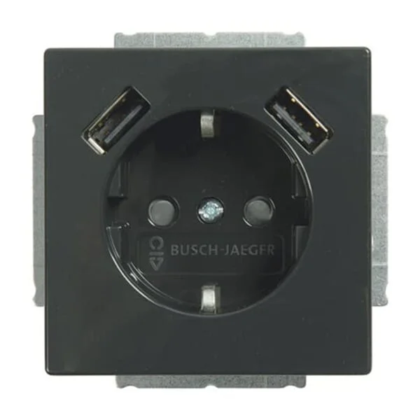 0 Schutzkontakt Steckdose mit zwei USB Anschlüssen (anthrazit, Retail)