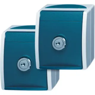 0 Schutzkontaktsteckdose 2 Steckdosen mit 2 gleichen Schlössern (blau, Retail)