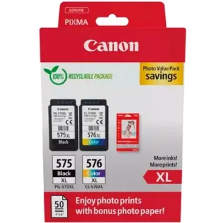 Canon Tinte Photo Value Pack PG-575XL /CL-576XL (inkl. 50 Blatt 10x15 Fotopapier)
