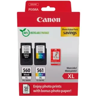 Canon Tinte Photo Value Pack PG-560XL/CL-561XL (inkl. 50 Blatt 10x15 Fotopapier)