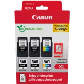 Canon Tinte Photo Value Pack 2x PG-560XL/CL-561XL (inkl. 50 Blatt 10x15 Fotopapier)