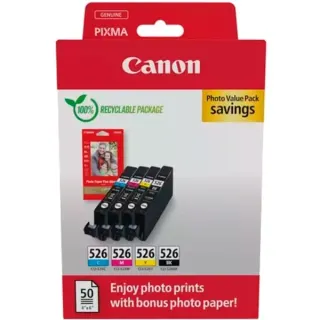 Canon Tinte Photo Value Pack CLI-526 (inkl. 50 Blatt 10x15 Fotopapier)