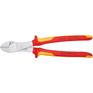 KNIPEX Kraft-Seitenschneider 74 06 250 VDE, Schneid-Zange (rot/gelb, Länge 250mm, VDE-geprüft)