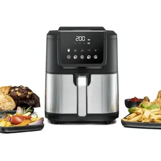 Rommelsbacher Heißluftfritteuse FRH 1500 XL (schwarz/edelstahl, 1.500 Watt, Korb 5 Liter)