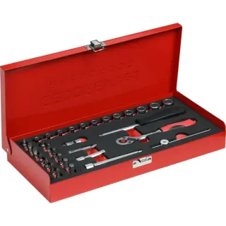 GEDORE Red Steckschlüssel-Satz 1/4", 32-teilig (rot, mit Umschalt-Knarre, SW 4mm - 13mm)