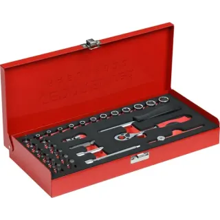 GEDORE Red Steckschlüssel-Satz 1/4", 32-teilig (rot, mit Umschalt-Knarre, SW 4mm - 13mm)