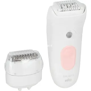 Braun Silk-épil 5-030, Epiliergerät (weiß/rosa, Bikinitrimmer, Rasieraufsatz, Trimmeraufsatz, + Einsteigeraufsatz für sensible Bereiche)