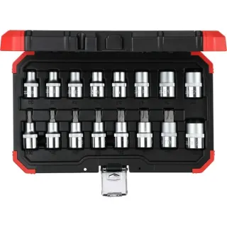 GEDORE Red Steckschlüssel-Satz 1/2", Sechsrund, 16-teilig (rot/schwarz, E10 - T70)
