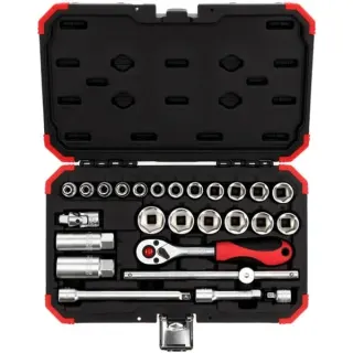 GEDORE Red Steckschlüssel-Satz 3/8", 26-teilig (rot/schwarz, mit Umschalt-Knarre, SW 6mm - 24mm)