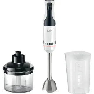 Bosch Home Stabmixer ErgoMaster MSM4W220 Serie 4 (weiß/edelstahl, 600 Watt, mit Zerkleinerer)