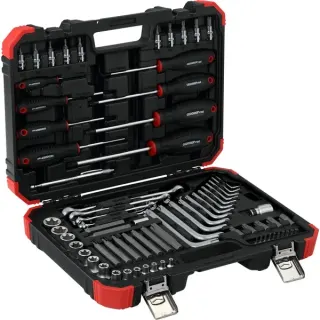 GEDORE Red Sechsrund-Schraubwerkzeugsatz, 1/4" + 1/2", 75-teilig, Werkzeug-Set (rot/schwarz, im Koffer)
