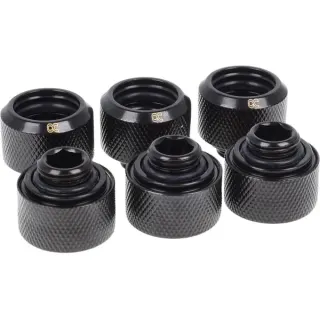 Alphacool Eiszapfen 16mm HardTube Anschraubtülle G1/4, Schrauben-Set (schwarz, für Acryl- Messingrohre, 6 Stück)