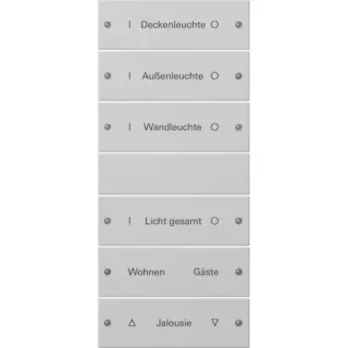 Gira Wippenset sechsfach drei plus drei beschreibbar lackiert matt, Tastatur (grau, Retail)