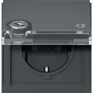Gira Schutzkontaktsteckdose Typ F 16 Ampere 250 Volt mit Klappdeckel und Schloss (anthrazit, Retail)