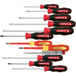 GEDORE Red 2K-Schraubendreher-Satz XXL, 12-teilig (rot/schwarz, inkl. Phasenprüfer)