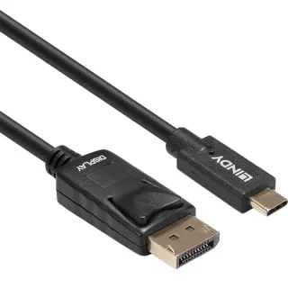 Lindy USB Adapterkabel, USB-C Stecker > DisplayPort Stecker (schwarz, 10 Meter, + HDR)