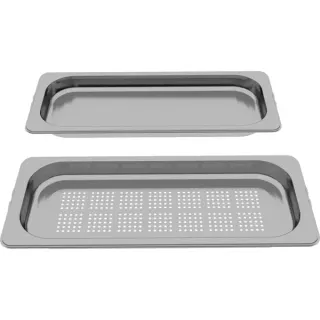 Neff Gastronorm-Dampfbehälter Z1650DU0, Größe M, Dampfgareinsatz (edelstahl, 2 Stück, gelocht / ungelocht)