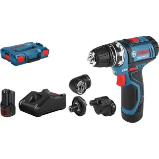 Bosch Professional Akku-Bohrschrauber GSR 12V-15 FC Professional, 12Volt (blau/schwarz, 2x Li-Ionen Akku 2,0Ah, in L-BOXX)