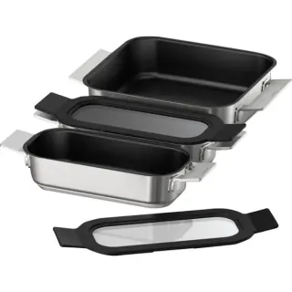 Neff Kochgeschirr-Set Induktion Z9403FF0, Pfannen-Set (edelstahl/schwarz, 1x medium, 2x klein mit Glasdeckel)