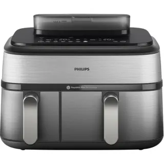 Philips Doppel-Heißluftfritteuse Steam Airfryer Dual Basket (edelstahl/schwarz, 2750 Watt, 2 Körbe 6 Liter + 3 Liter)