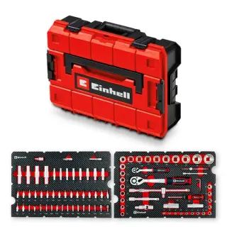 EINHELL E-Case Werkzeugkoffer Werkstatt, 92-teilig, Werkzeug-Set (schwarz/rot)