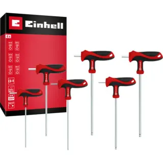 EINHELL T-Griff Schraubendreher-Set, 6-teilig (rot/schwarz, Ergonomische Zweikomponentengriffe)