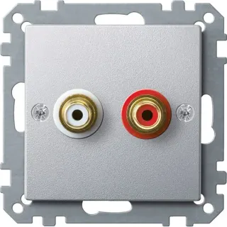 Merten Steckdose mit zwei Chinch-Steckbuchsen und vergoldeten Kontakten (aluminium, Retail)