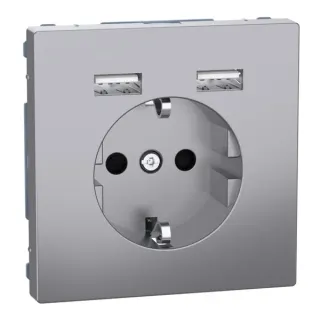Merten Schutzkontakt Steckdose mit USB Ladegerät (edelstahl, Retail)