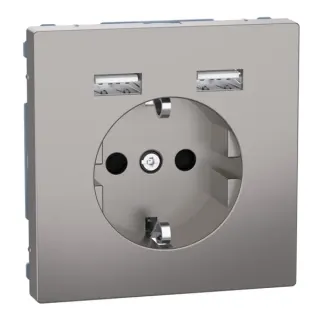 Merten Schutzkontakt Steckdose mit USB Ladegerät (nickel, Retail)