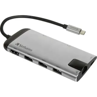 Verbatim USB-C Multiport-Hub, Dockingstation (grau, HDMI, USB-A, RJ-45)