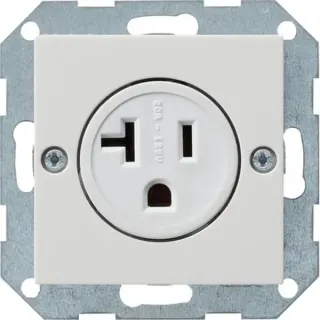Gira Steckdose reinweiß glänzend amerikanisch 2-polig plus Erdung 20 Ampere 125 Volt (weiß, Retail)
