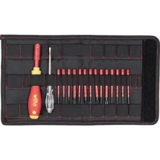 Wiha Schraubendreher mit Bithalter electric slimVario Starter-Set (rot/gelb, 17-teilig, mit slimBits)