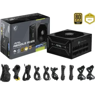 MSI MAG A850GLS PCIE5, PC-Netzteil (schwarz, 1x 12VHPWR, 4x PCIe, Kabelmanagement, 850 Watt)