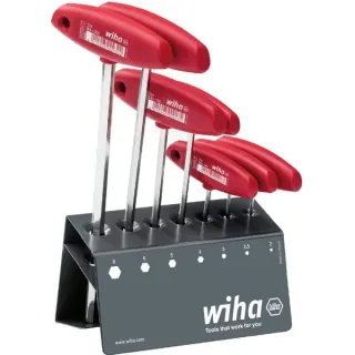 Wiha Stiftschlüssel-Set mit Quergriff Classic, Schraubendreher (rot, 8-teilig, mit Werkbankständer)