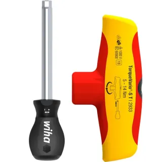 Wiha Drehmoment-Schraubendreher mit Quergriff TorqueVario-S T electric (rot/gelb, 5 - 14Nm)
