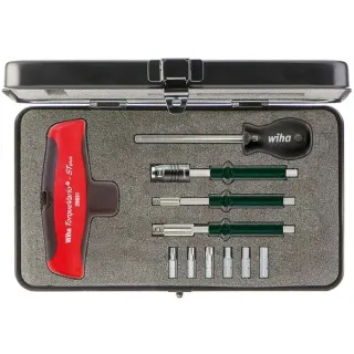 Wiha Drehmoment-Schraubendreher mit Quergriff Set TorqueVario-S T (schwarz/rot, 12-teilig, 5 bis 14 Nm)
