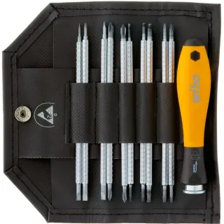 Wiha Schraubendreher mit Wechselklingen-Set SYSTEM 4 ESD (gelb/schwarz, 11-teilig, mit Rolltasche)