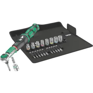 Wera Drehmomentschlüssel Safe-Torque A2 Set 1, 23‑teilig (schwarz/grün, 1/4" Sechskant, 2-12 Nm)