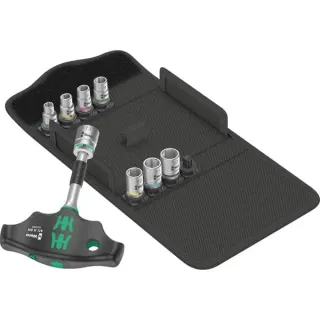 Wera Kraftform Kompakt 400 RA Set 2, mit Ratschenfunktion, Steckschlüssel (schwarz/grün, 1/4", 9-teilig, mit Kugelsicherung)