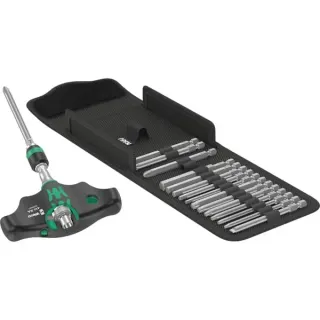 Wera Kraftform Kompakt 400 RA Set 1, mit Ratschenfunktion, Bit-Satz (schwarz/grün, 1/4", 17-teilig)