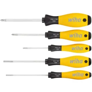 Wiha Schraubendreher-Set SoftFinish ESD, 5-teilig (gelb/schwarz)