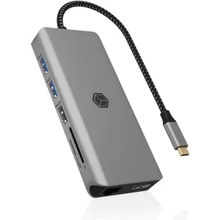 ICY BOX IB-DK4061-CPD, Dockingstation (anthrazit, USB-A, USB-C, HDMI, Kartenleser, Gigabit LAN)