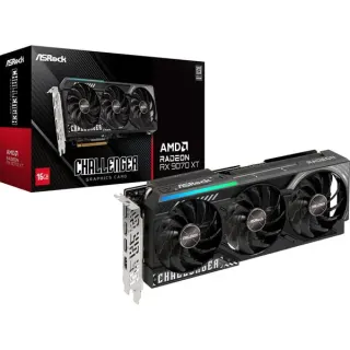ASRock Radeon RX 9070 XT Challenger 16GB, Grafikkarte (schwarz/grau, RDNA4, GDDR6, 3x DisplayPort, 1x HDMI 2.1)