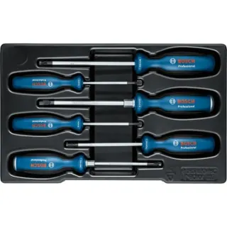 Bosch Professional Schraubendreher-Set SL/PH/PZ/TX Professional, 6-teilig (blau/schwarz, 2x mit Schlagkappe)