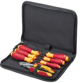 Wiha Werkzeug-Set Elektriker (rot/gelb, 8-teilig, mit Tasche)
